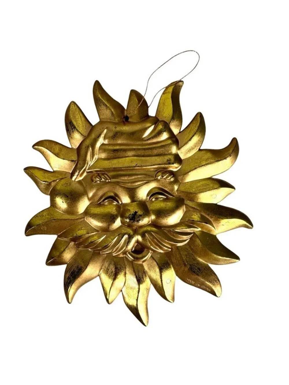Vintage Gold Sun Santa Claus Christmas Ornaments Set Of 8 Whimsigoth Celestial